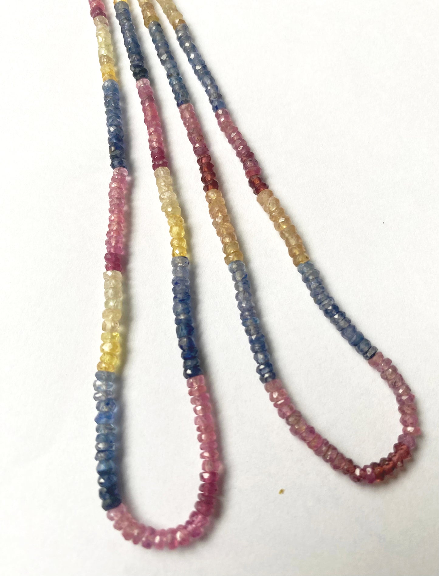 Strand of 41cm Multi Precious rondelles in mixed hues, showcasing clarity and high-polish craftsmanship.