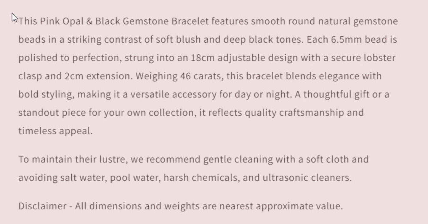 Text describing the product details of the gemstone beads , as seen on the Australian owned and trusted bead supplier, Melbourne Gemstone Beads.
