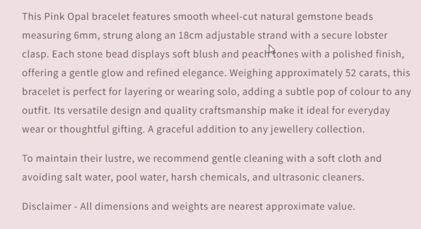 Text describing the product details of the gemstone beads , as seen on the Australian owned and trusted bead supplier, Melbourne Gemstone Beads.