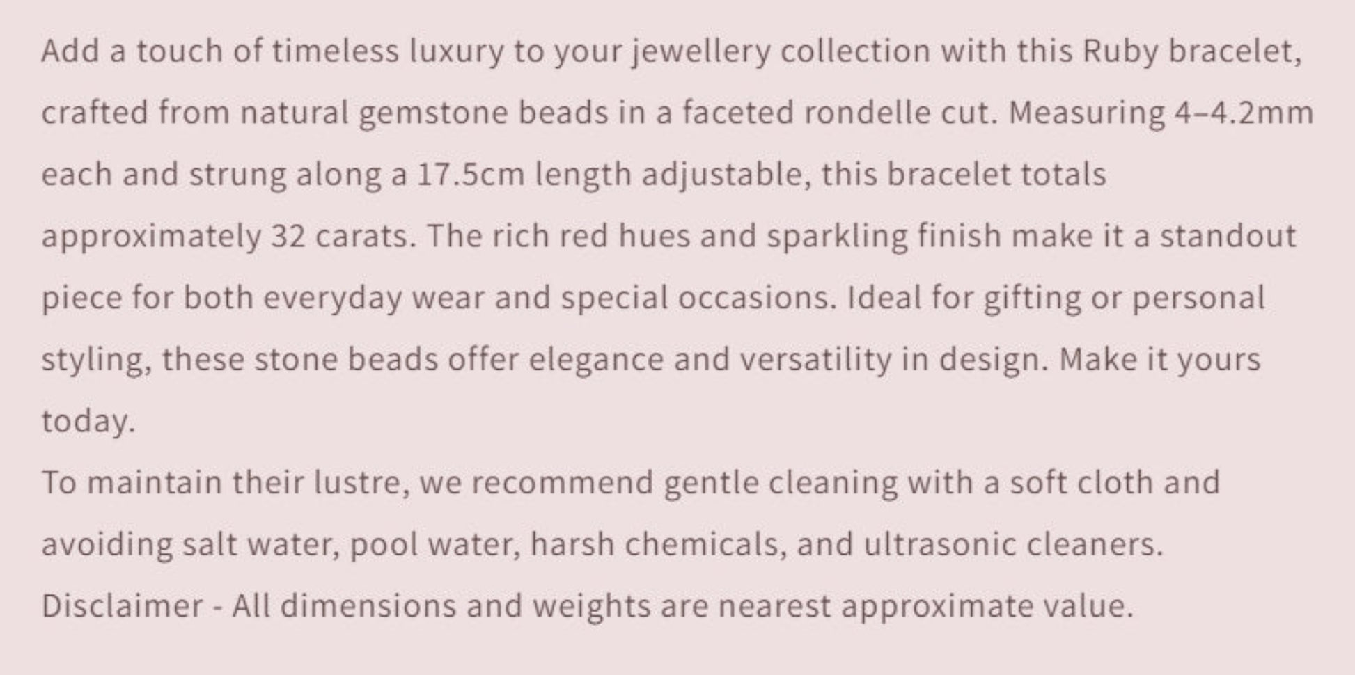 Text describing the product details of the gemstone beads , as seen on the Australian owned and trusted bead supplier, Melbourne Gemstone Beads.