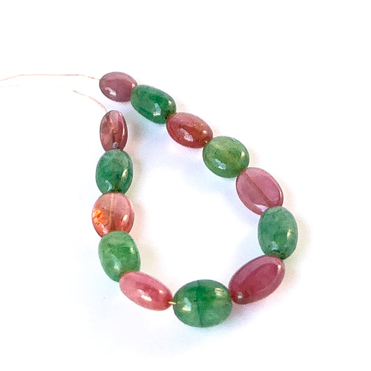 Ruby & Emerald | Smooth Oval | 7.8-11.3mm Bead Size | 13 Pieces | 44 Carats