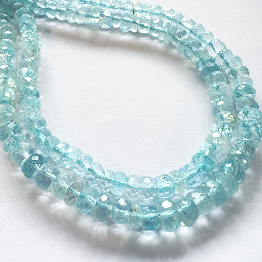 Brilliantly faceted Sky Blue Topaz beads with faceted surface and symmetrical shaping.