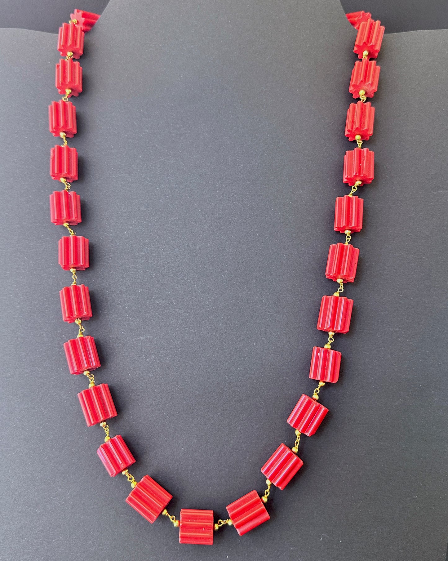 Necklace made of delicate Taiwan Coral beads, showcasing their unique design.