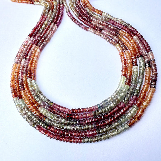 33cm strand of faceted Tundra Sapphire beads arranged for elegant colour balance.
