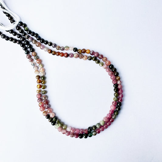 Watermelon Tourmaline | Smooth Sphere | 4.2-4.7mm bead size | 33cm Strand Length
