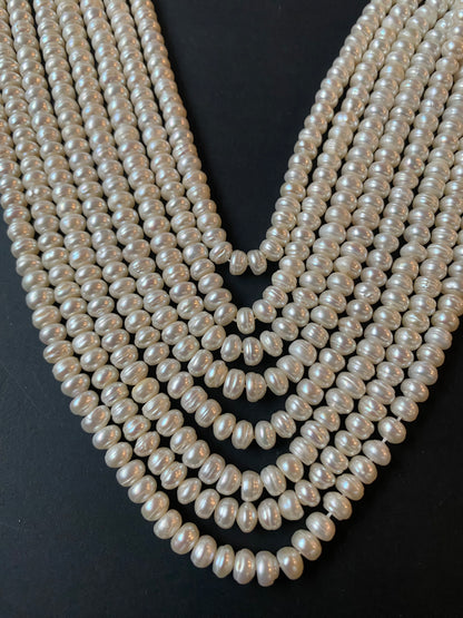 Textured Rondelle Pearls | 5.5-6.0mm Bead Size | 40cms Strand Length | 0.5mm Hole size