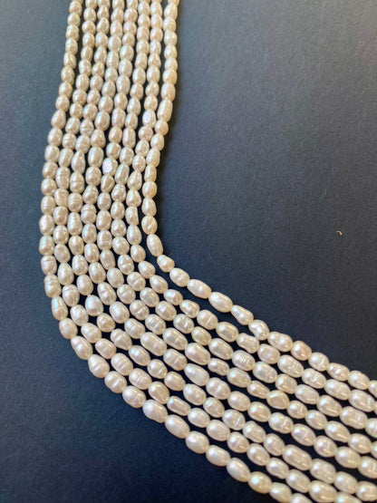 Rice Pearls | 3.5mm Bead Size | 36 cms Strand Length | 82 Beads