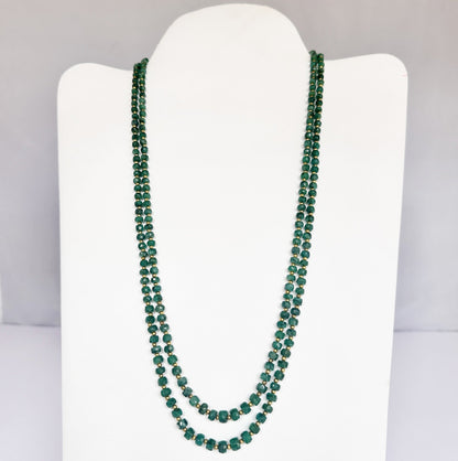 Beryl emerald necklace with faceted rondell natural gemstone beads, 2 strands, 4.3–5.5mm size, polished shine.