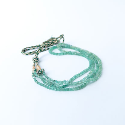 High quality Beryl faceted rondelle beads in 3.3–5.5mm sizes, arranged in a refined two‑strand necklace.