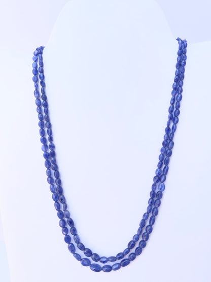 Elegant Blue Sapphire necklace, two strands of smooth oval beads, 233 carats of brilliance.
