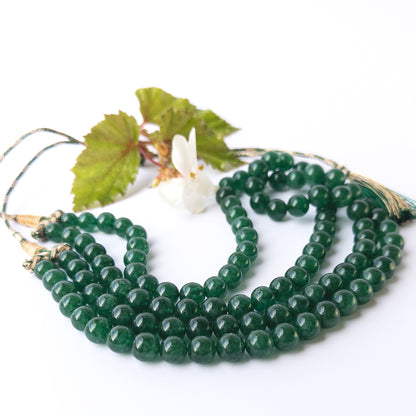 Premium Emerald stone beads arranged in a two‑strand necklace, ideal for DIY gemstone bead jewellery makers.