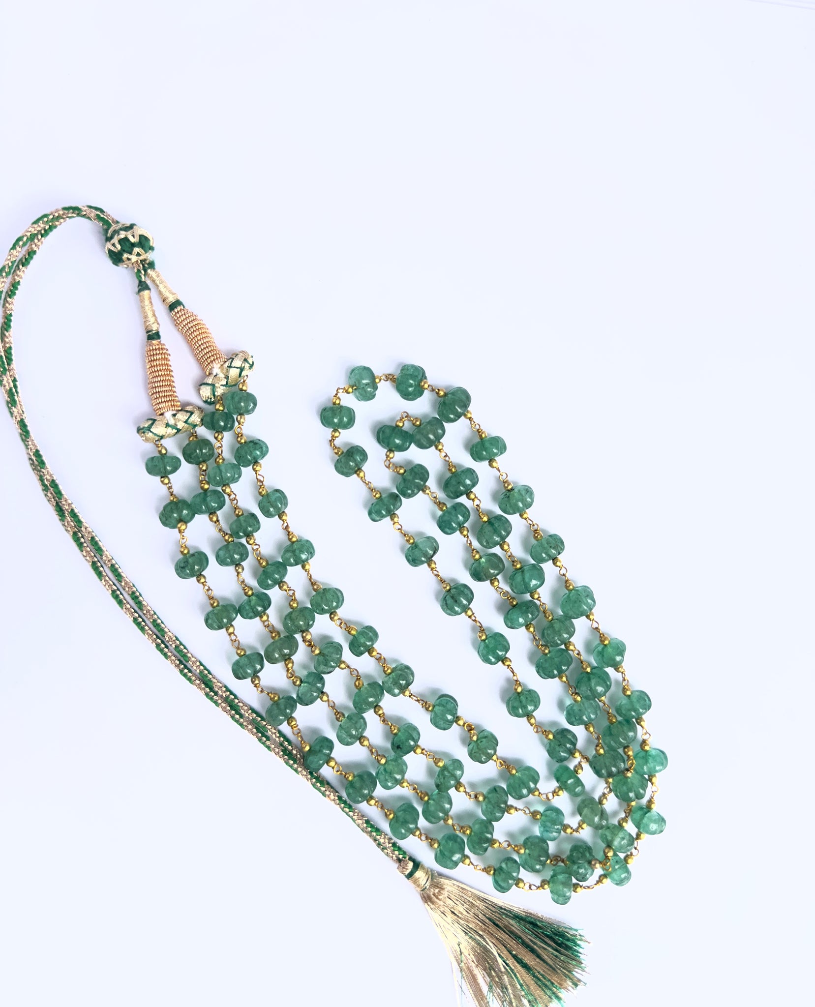 Elegant quartz necklace, two strands of melon cut beads, 284 carats of brilliance.