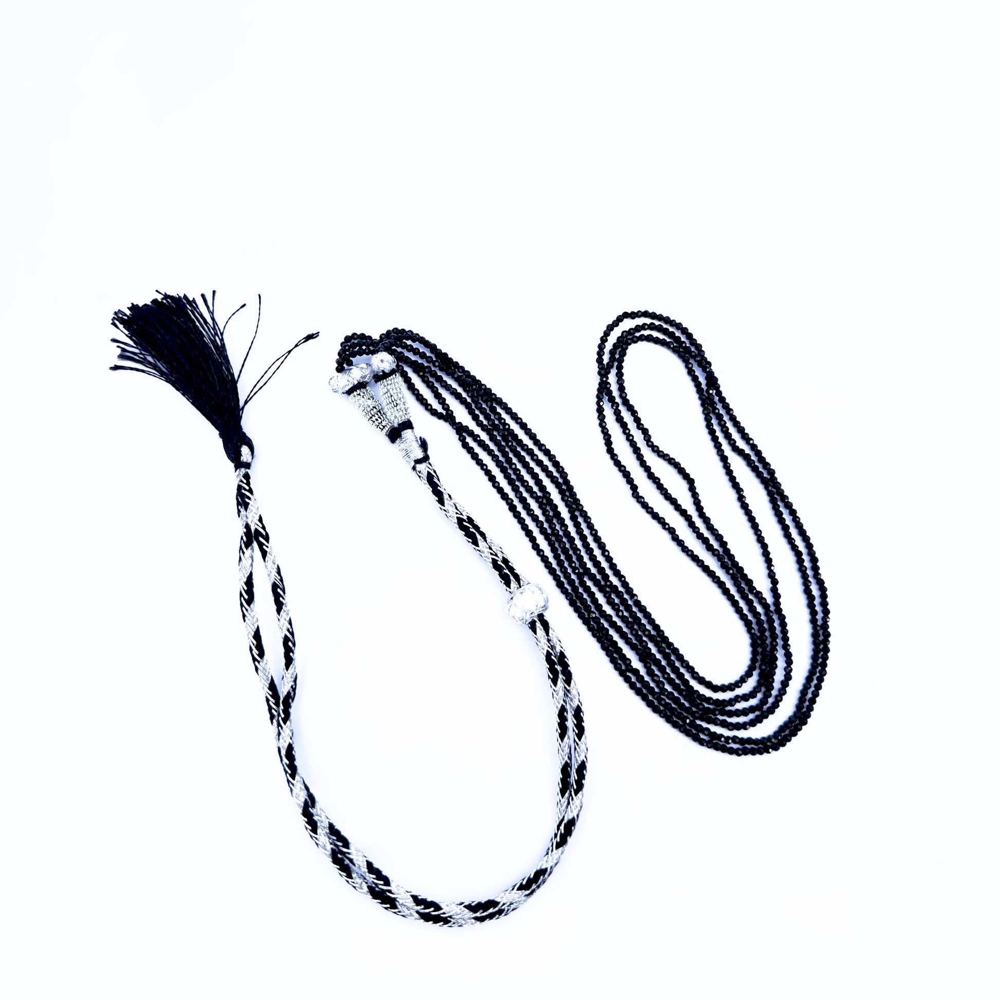 Natural gemstone necklace featuring 2.2mm Black Spinel rondelle beads.