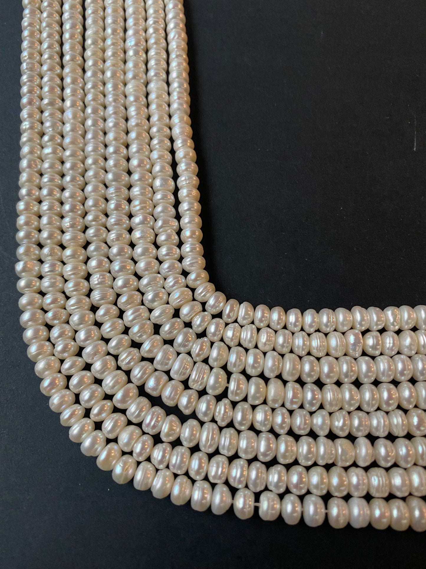 Textured Rondelle Pearls | 5.5-6.0mm Bead Size | 40cms Strand Length | 0.5mm Hole size