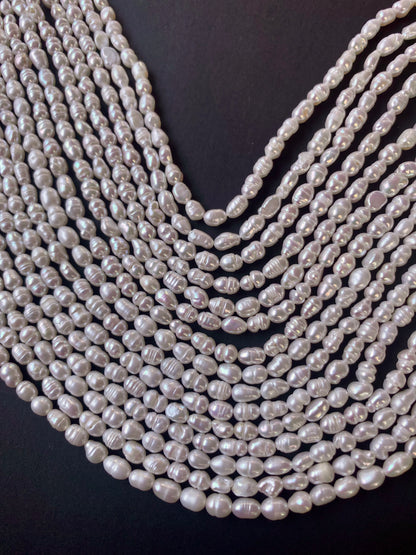 Freshwater Rice Pearls | 3.5-4mm | 34cms Strand Length | 65 Beads per Strandj