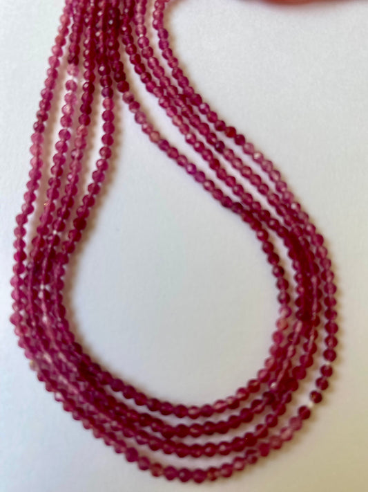 Strawberry Quartz |2-2.2mm Bead Size | 33cm Strand Length | Micro-Faceted Rondelle