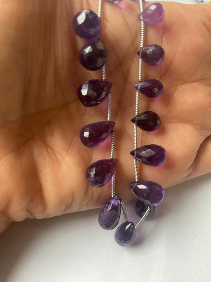 Amethyst | Faceted Teardrop | 5-8 mm Bead Size | 17 beads