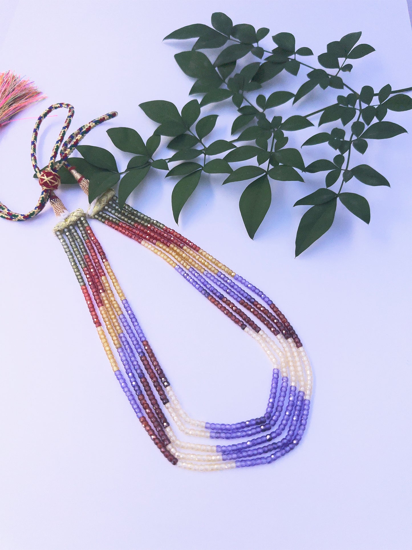 5 Strand Cubic Zirconia Necklace | Faceted Rondelle | 3.1mm Bead Size | 31-37cm Length | 328 Carats