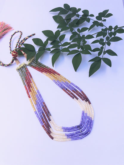 5 Strand Cubic Zirconia Necklace | Faceted Rondelle | 3.1mm Bead Size | 31-37cm Length | 328 Carats