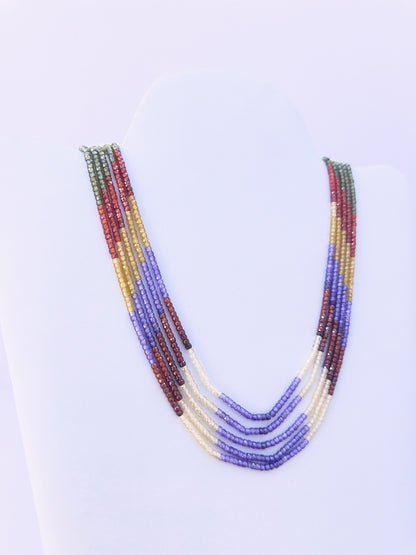 5 Strand Cubic Zirconia Necklace | Faceted Rondelle | 3.1mm Bead Size | 31-37cm Length | 328 Carats