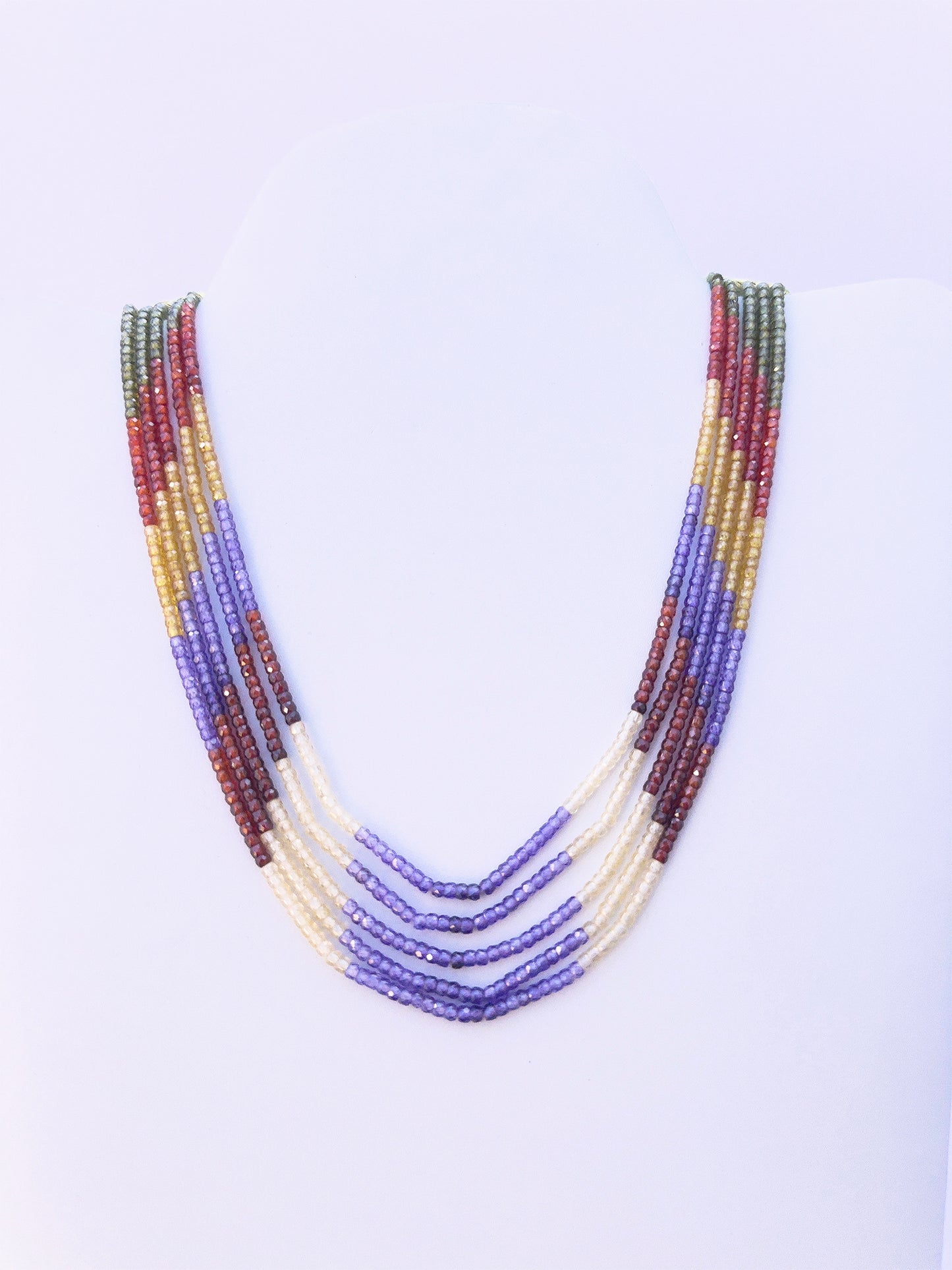 5 Strand Cubic Zirconia Necklace | Faceted Rondelle | 3.1mm Bead Size | 31-37cm Length | 328 Carats