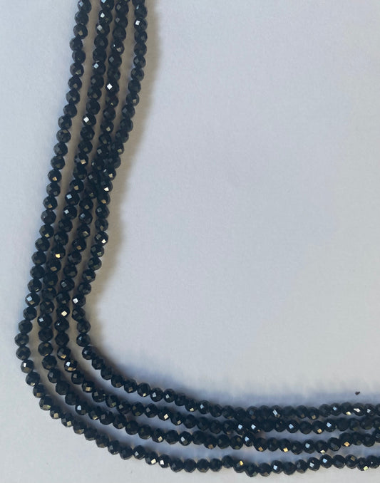 Black Spinal | Micro Faceted Rondelle | 3.0mm Bead Size | 32cm Strand Length