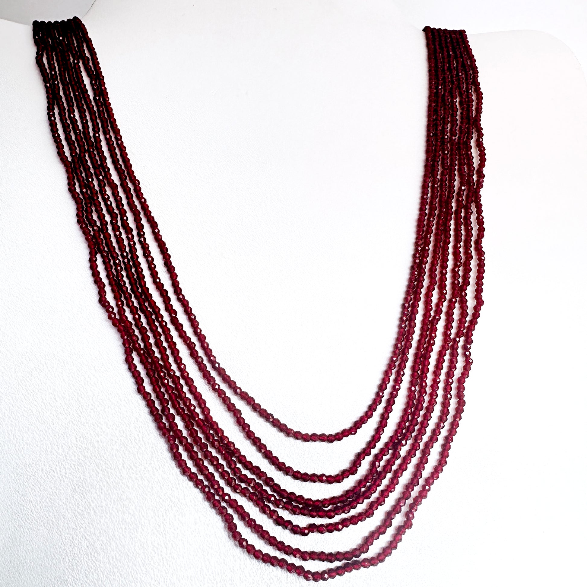 Chalcedony faceted rondell 2.2mm gemstone seven strand necklace  