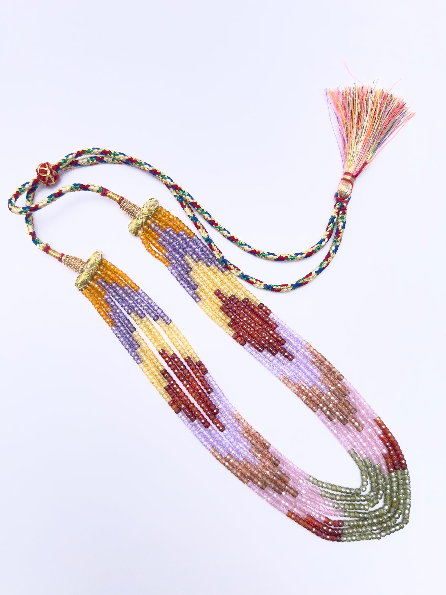 Elegant Cubic Zirconia necklace, seven strands of faceted rondelle beads, 495 carats of brilliance.