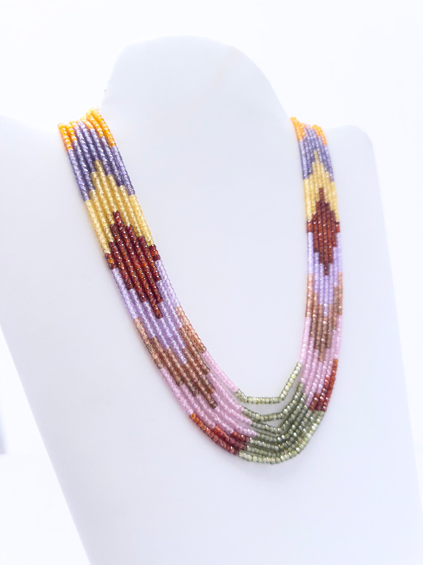 Cubic Zirconia stone beads necklace, dazzling clarity, faceted rondelle design, 33–40cm adjustable length.