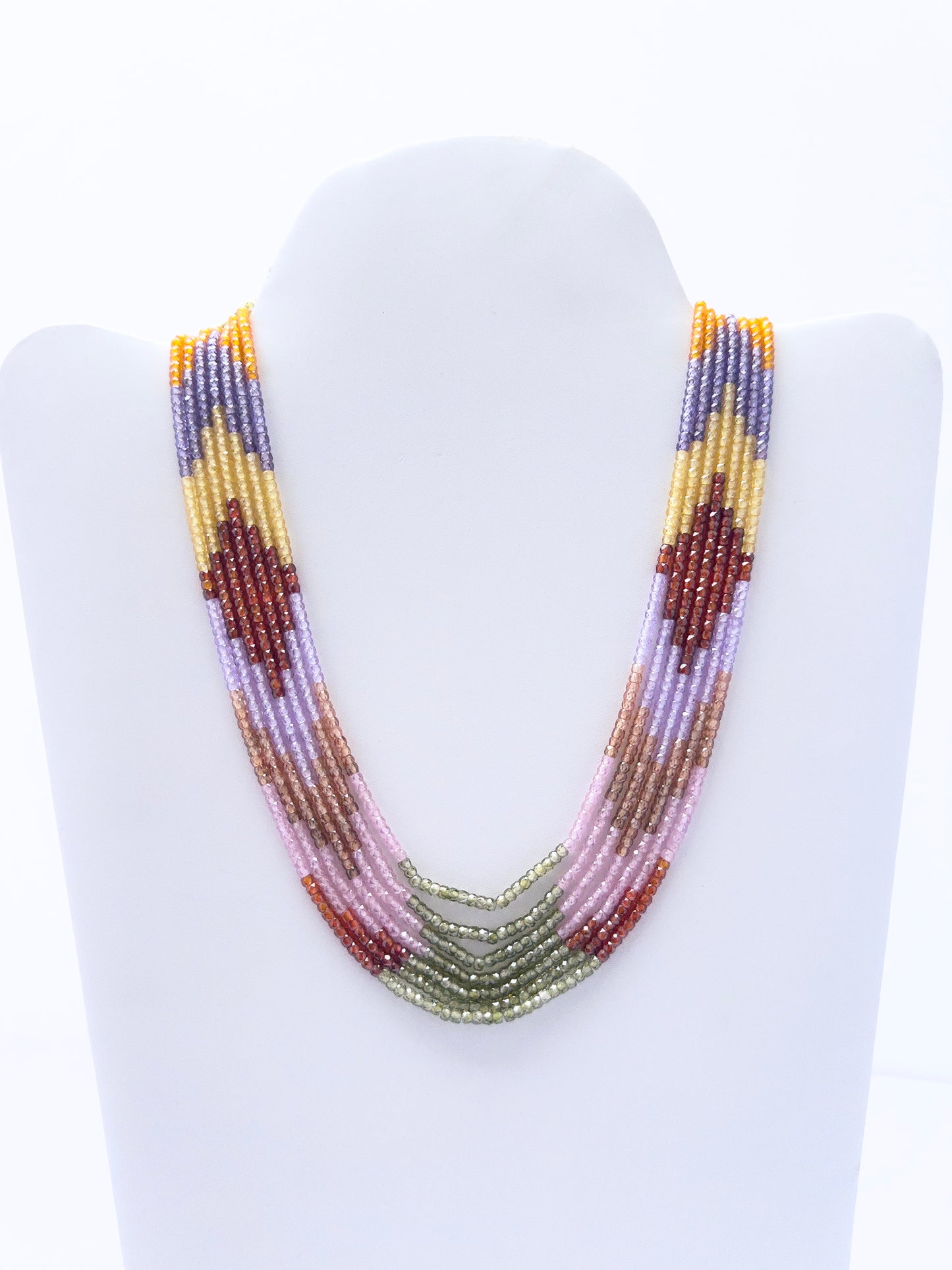 Sparkling Cubic Zirconia necklace showcasing natural gemstone beads, faceted rondelle cut, versatile styling.