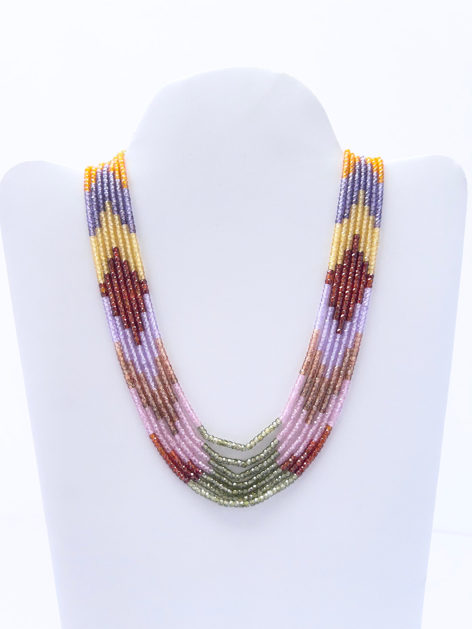 Sparkling Cubic Zirconia necklace showcasing natural gemstone beads, faceted rondelle cut, versatile styling.