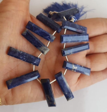 Lapis Lazuli | Faceted Rectangle Briolette | 27mm X 7mm Bead Size | 12 Pieces | 115 Carat