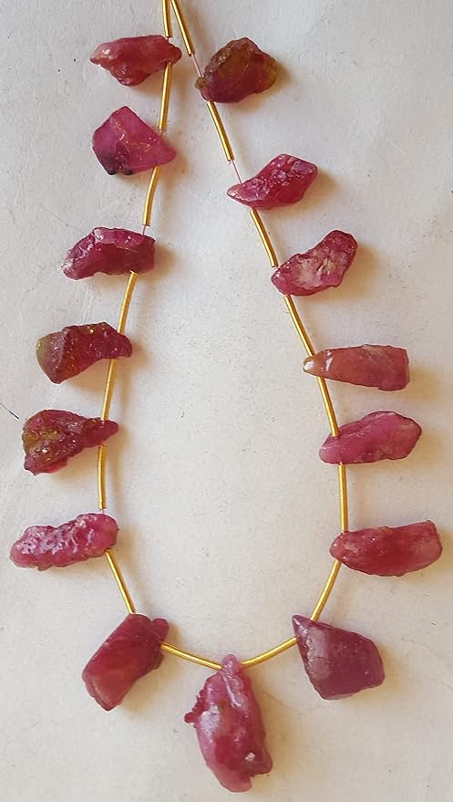 Ruby | Rough Side Drill | 12x6mm to 19x9mm Bead Size | 15 Pieces | 75 carats