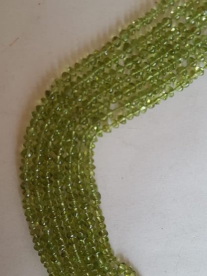 Peridot | Smooth Rondelle Beads | 4.5mm Bead Size | 33cm Strand Length | 43 Carats