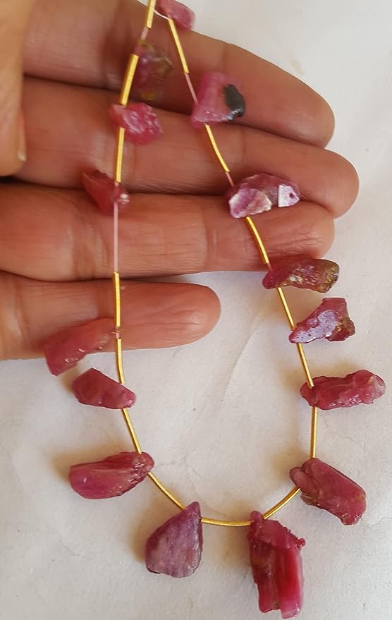 Ruby | Rough Side Drill | 12x6mm to 19x9mm Bead Size | 15 Pieces | 75 carats