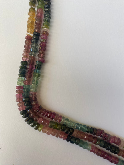 Tourmaline | Faceted Rondelle | 4.4-4.8mm| 34cm Strand Length