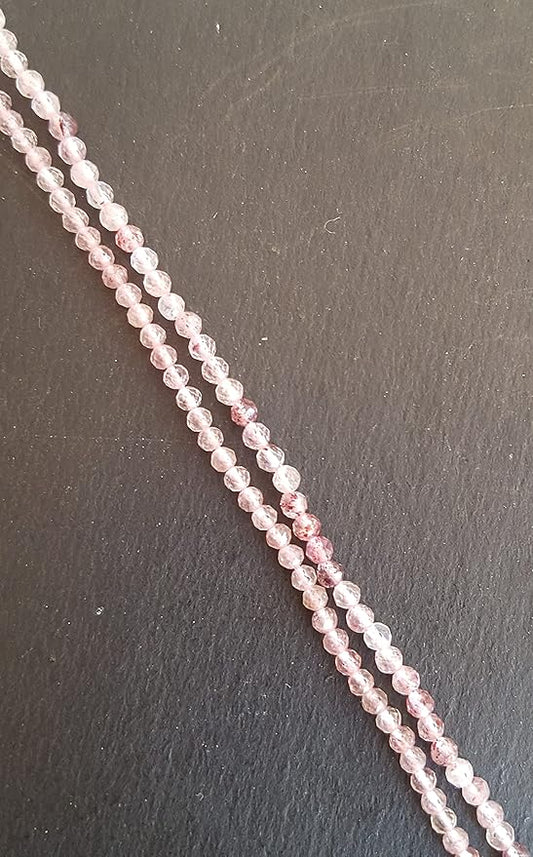Strawberry Quartz | Faceted Rondelle | 2mm Bead Size | 32cm Strand Length | 12 Carats