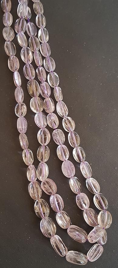 Amethyst |  Craved Smooth Oval Beads | 8-9mm Bead Size | 40cm Strand Length | 109 Carats