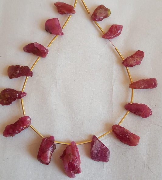 Ruby | Rough Side Drill | 12x6mm to 19x9mm Bead Size | 15 Pieces | 75 carats