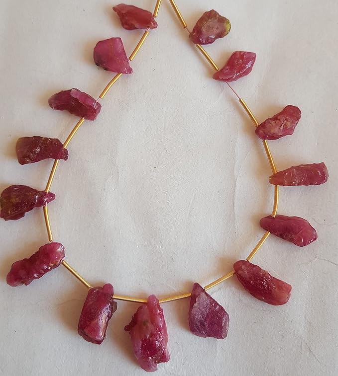 Ruby | Rough Side Drill | 12x6mm to 19x9mm Bead Size | 15 Pieces | 75 carats