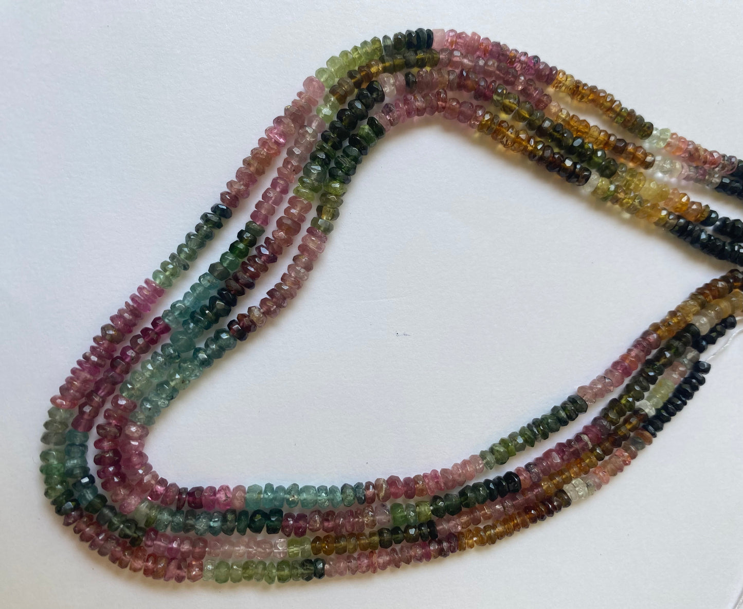 Watermelon Tourmaline | 3.5-4mm or 4-4.5mm | 34cms strand length | Faceted Rondelle