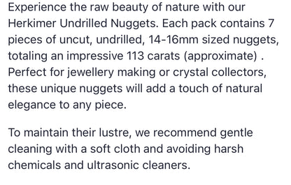 Herkimer | Undrilled Nuggets | 14-16mm Size | Pack of 7 Pieces