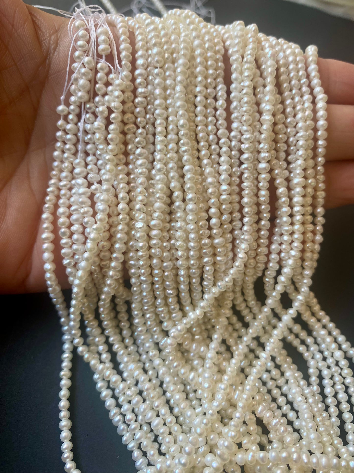 Dainty Rondelle Pearls | 2.5-3mm or 3-3.5mm Bead Size | 39cms Strand Length | 170 Beads