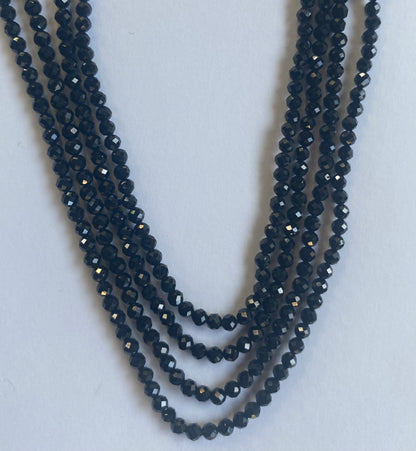 Black Spinal | Micro Faceted Rondelle | 3.0mm Bead Size | 32cm Strand Length