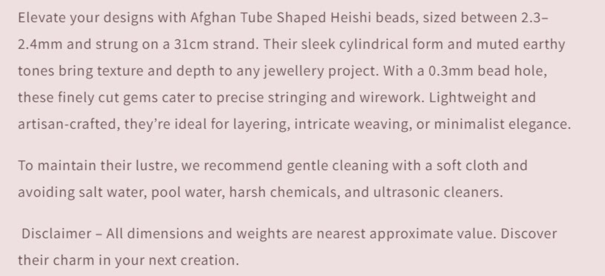 Text describing the product details of the gemstone beads , as seen on the Australian owned Melbourne Gemstone Beads shop.