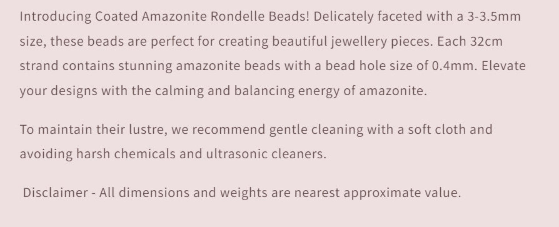 Text describing the product details of the gemstone beads , as seen on the Australian owned and trusted bead supplier, Melbourne Gemstone Beads.