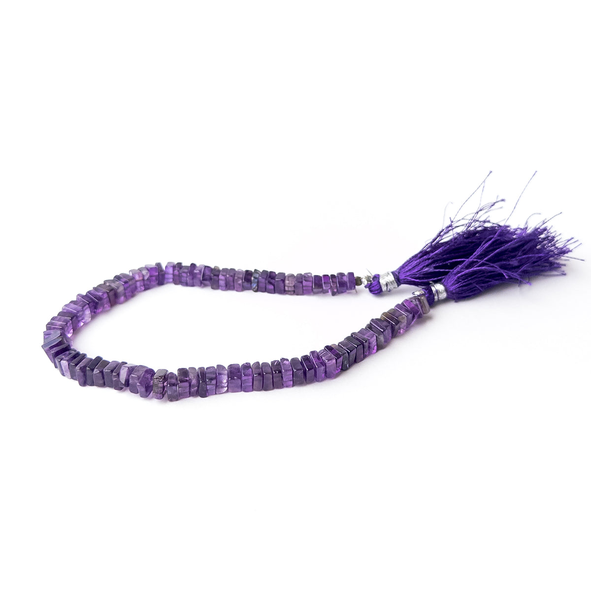 Genuine Amethyst gemstone beads on a 20cm strand showcasing beautiful violet tones and premium quality.