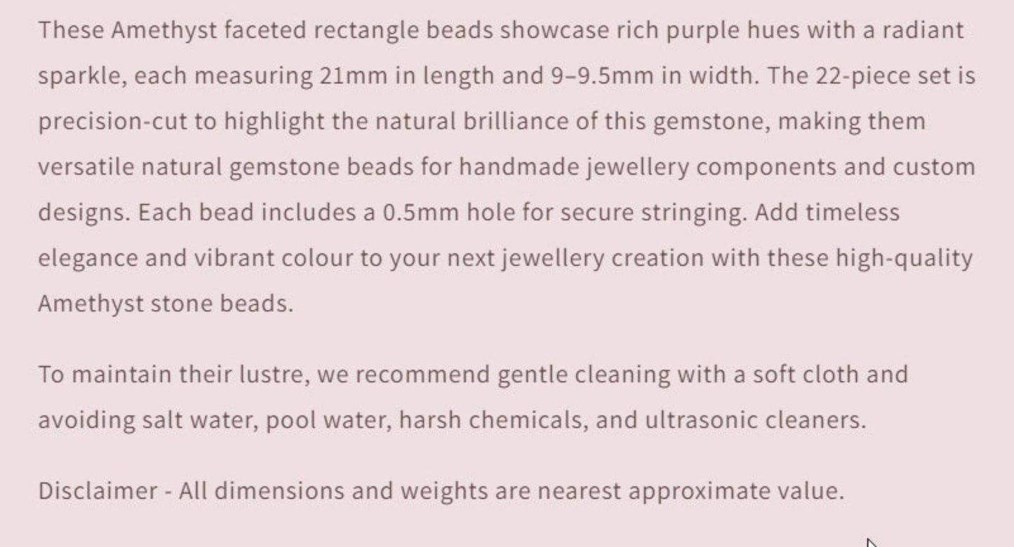 Text describing the product details of the gemstone beads , as seen on the Australian owned and trusted bead supplier, Melbourne Gemstone Beads.