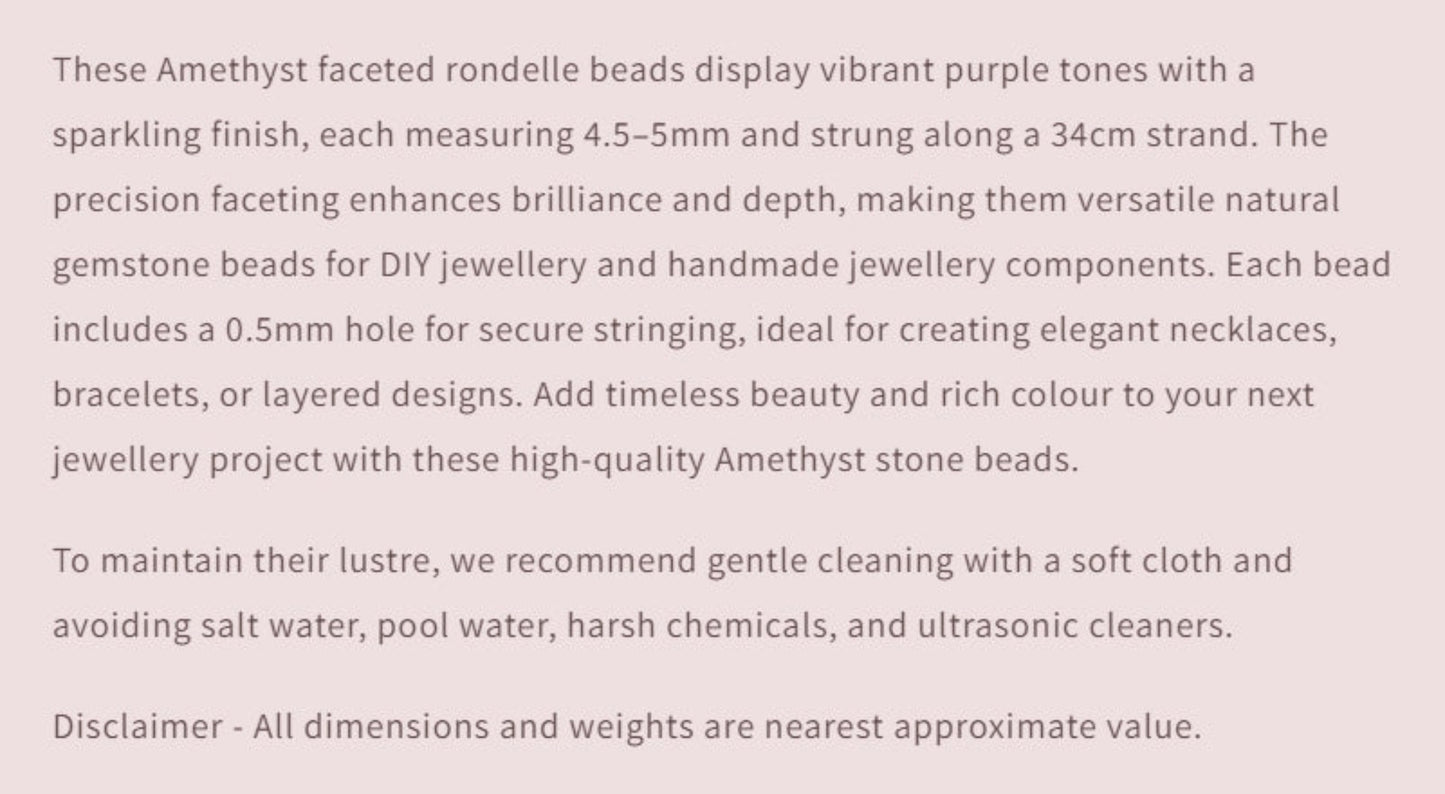 Text describing the product details of the gemstone beads , as seen on the Australian owned and trusted bead supplier, Melbourne Gemstone Beads.