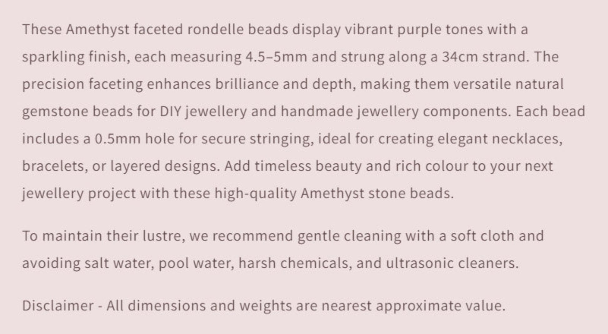 Text describing the product details of the gemstone beads , as seen on the Australian owned and trusted bead supplier, Melbourne Gemstone Beads.